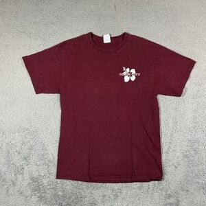 Trader Joe's Crew Member Employee Hibiscus Burgundy T-Shirt Mens MEDIUM #1878